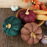 3 Pcs Décorations de Thanksgiving Grandes Citrouilles Artificielles, Centres de Table d'Automne Vert Marron Violet, Décorations d'Automne