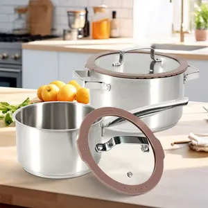 Customized 3 Layer Casserole Kitchen Ware Cookware Set Stainless Steel Cooking Pot Set Non Stick