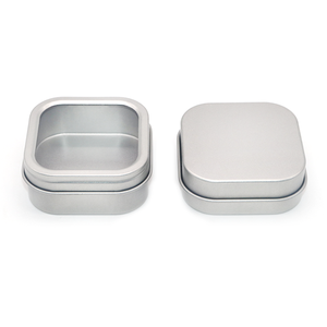 Hình chữ nhật nhỏ kim loại hộp thiếc 63-63-26mm cửa sổ PVC Nắp hiển thị sản phẩm làm bằng tinplate - Product Image 6