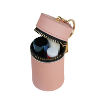 Nouvelle mode : Étui à rouge à lèvres cylindrique élégant et minimaliste, porte-monnaie portable en cuir PU pour femme