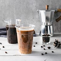 Gobelets transparents jetables en plastique PET avec couvercles boisson froide à emporter café glacé latte jus smoothie verre 12oz 16 onces