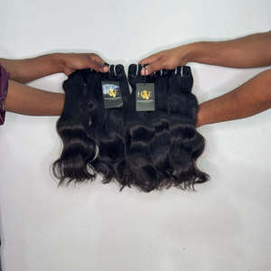 Paquetes de Cabello Humano Ondulado de Templo Indio con Cutícula Alineada, Proveedores de Cabello Humano, Paquetes de Cabello Brasileño Crudo sin Procesar al por Mayor - Product Image 1