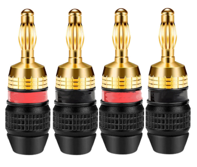 24K Gold Plated Hi-End Brass Banana Plug Quick Screw Lock HIFI Audio Connector for Speaker Cable Hi-End Adapters Connectors