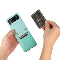 Étui portefeuille en cuir véritable avec porte-cartes et sangle tour de cou pour Samsung Z Flip 3 – Échantillon gratuit