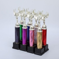 Trophée vierge en tube acrylique avec base en marbre et poteau en plastique doré, 240 mm, style sportif, logo personnalisé, boîte cadeau durable