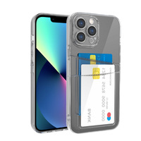 Casing HP Transparan dengan Tempat Kartu untuk iPhone 16 15 Pro Max 14 Plus 13 12 11 16Pro, Aksesoris Penutup Dompet