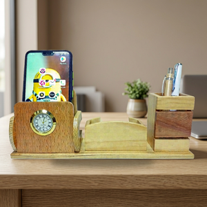 Organizador de escritorio con reloj, soporte para teléfono y portalápices, regalo de oficina multifunción, estilo sencillo - Product Image 3
