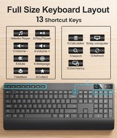 Clavier et souris sans fil 2,4 G OEM ODM 109 touches pour ordinateur, clavier à membrane silencieux sans fil RGB avec repose-poignets ergonomique
