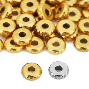 Stainless Steel Flat <b>Spacer</b> Beads Round Knife Cut Pattern 18K Gold Plated DIY Jewelry Loose Beads Wholesale Wheel Beads - Product Image 1