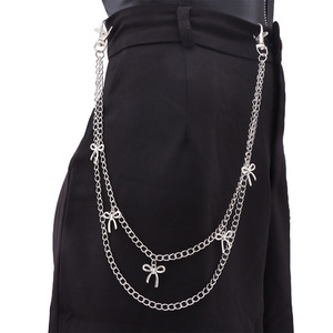 Women's Multi Layer Metal Waist <b>Chain</b> With Bow Pendant Hip Hop Fashion Accessory Daily Wear Zinc Alloy - Product Image 3