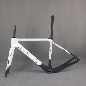 Full Hidden Disc Gravel <b>Frame</b> Carbon Fiber Gravel Bike <b>Frame</b> GR048 Gray and White Speckled Design T47 Bottom Bracket Custom - Product Image 1