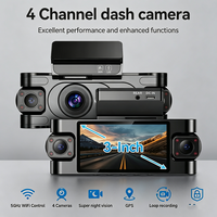 Caméra embarquée 4K UHD 4 canaux LTE WIFI GPS 360 degrés pour Uber, Lyft, Taxi avec vision nocturne, DMS, ADAS, surveillance de stationnement et sécurité IA