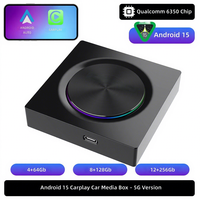 Système d'infodivertissement automobile Qualcomm SM6350 Octa-Core 5G SIM Android 15 avec adaptateur CarPlay filaire vers sans fil Bluetooth/Wi-Fi/GPS