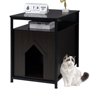 Meilleures ventes : Niche <span class=keywords><strong>pour</strong></span> chat, meuble de rangement, <span class=keywords><strong>cage</strong></span> <span class=keywords><strong>pour</strong></span> animaux de compagnie avec structure en bois robuste, toilettes <span class=keywords><strong>pour</strong></span> chat avec intimité et fer forgé - Product Image 1