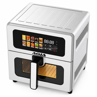 Friteuse à air multifonctionnelle carrée en acier inoxydable 8L, système de cuisson rapide haute puissance, sans huile, 80 % moins de graisse, tiroir antiadhésif