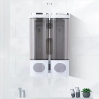Distributeur Mural Double à Pompe pour Douche – Sans Perçage – Support Shampoing et Après-Shampoing pour Gel Douche Liquide Salle de Bain