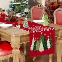 Nappe de Noël LINGKAI en lin lavable et écologique, imprimée avec un motif d'arbre de Noël, pour la maison, l'hôtel et les fêtes