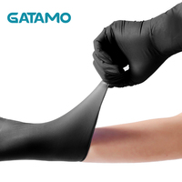 G025 Gants en Nitrile Noirs Jetables, Boîte de 100 – Idéal Tatouage