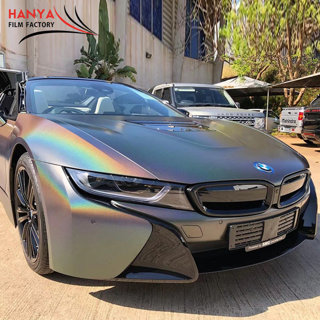 Rainbow Majestic Dark Gray Holographic Laser Colorful Tint Sticker for Cars Exterior Vinyl Wrap Vehicle Color Changing Film