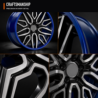 Nouvelles jantes en alliage d'aluminium forgé sur mesure de 18 à 22 pouces, design multi-rayons en maille, face usinée bleue, PCD 5x114.3 JTO pour Skyline