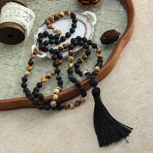 <span class=keywords><strong>Collana</strong></span> da <span class=keywords><strong>uomo</strong></span> con nappa, stile retrò bohémien, personalizzabile, con 108 perle di gemme naturali da 8 mm e <span class=keywords><strong>pietre</strong></span> da 12 mm, per yoga e meditazione. - Product Image 4