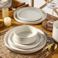 Ensemble de vaisselle en céramique Assiettes et bols mouchetés avec ensembles de table en terre cuite non émaillée résistants aux rayures
