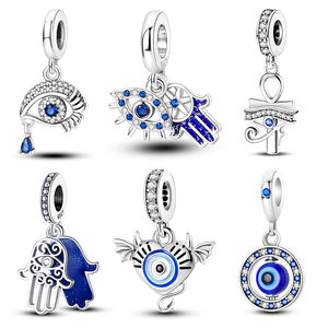   Abalorios de Plata Vintage con Diseño de Ojo de Diablo y Circonitas Transparentes, Joyería Clásica, Religiosa, <span class=keywords><strong>para</strong></span> Fiestas, DIY, Pulsera, Venta al por Mayor, Regalo - Product Image 1