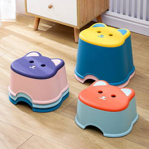 Cartoon Children's Footstool Thickened <b>Plastic</b> Round <b>Stool</b> Stackable Kids Chair - Product Image 2