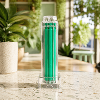 Rouleuse à cigares manuelle en plastique vert moderne, pour tabac, avec boîtier transparent à facettes et base striée, cadeau pour hommes, pour bar lounge