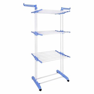 3 lớp quần áo khô giá vải máy sấy giá thép không gỉ trong nhà và ngoài trời vải đứng móc áo - Product Image 3