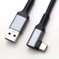 Cable de Carga Rápida USB 3.0 a Tipo C en Ángulo Recto de 90 Grados con Carcasa de Aluminio y Conductor de Cobre Puro para Laptop y Teléfono