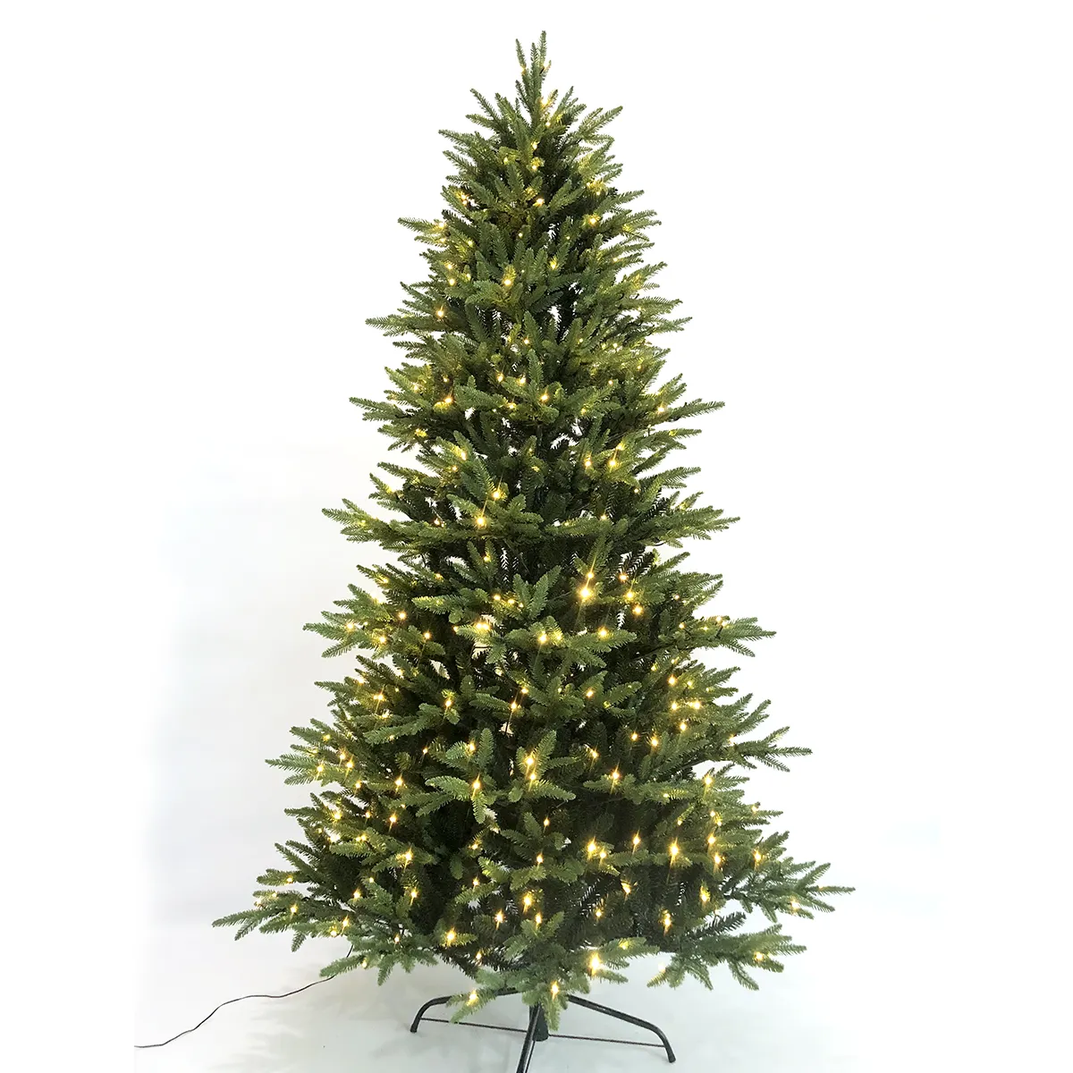 Hot sale LED warm white light green luxury hanged PE tree green artificial Christmas Trees