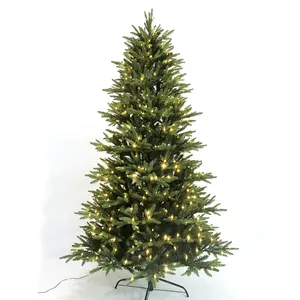 Diskon Besar LED Cahaya Putih Hangat Hijau Mewah Digantung Pohon PE Hijau Pohon Natal Buatan