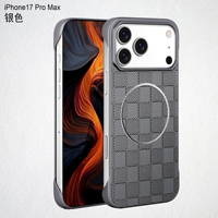Nouvelle Pochette de Téléphone de Luxe 2-en-1 Sans Cadre en PC Rigide pour iPhone 15 17 Pro Max, Étui en Cuir Fibre de Carbone