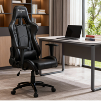 Chaise de jeu ergonomique en cuir PU, inclinable, réglable en hauteur, pivotante, avec accoudoirs, pour la maison, le salon