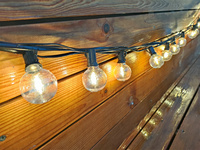 Lampu String LED Globe Patio 25ft 50ft OEM ODM IP44 Tahan Air Fleksibel Vintage Putih Hangat Soket E12 Bohlam G40 Dapat Diredupkan