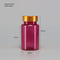 Flacon à pilules en plastique PET rouge/rose de qualité médicale 120 ml 150 ml 200 ml avec bouchon sécurité enfant
