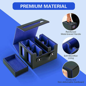   Boîte de rangement Commander en cuir PU personnalisable, écologique, capacité de 400 cartes à double pochette, 4 compartiments amovibles - Product Image 3