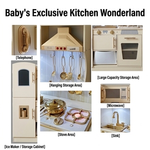 Grand ensemble de jouets de <span class=keywords><strong>cuisine</strong></span> en bois pour enfants, accessoires de jeu d'imitation avec lumières, jeu éducatif Montessori - Product Image 2