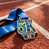 Médaille personnalisée de course à pied 5k/10k, marathon, anniversaire, avec paillettes, en alliage de zinc moulé sous pression, impression UV, récompense sportive pour les finalistes