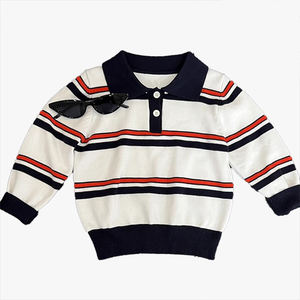 Camiseta Polo de Punto para Niños, Otoño Invierno, a Rayas, Elástica, para Niños y Niñas, Prenda Superior Moderna y Versátil - Product Image 4