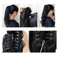 Perruque synthétique ondulée pour femme avec pince à cheveux, pour queue de cheval haute, cheveux longs, grandes ondulations, fibre haute température