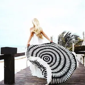 Towels Beach High Quality New Summer Large Microfiber Body Extra Large Printed Round Beach Towel Super Soft With Tassel