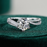 Bague Solitaire à Six Griffes Torsadée en Moissanite Couleur D, Argent Sterling 925, Anti-Irritation, Bijou Minimaliste Élégant pour Femme
