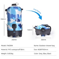 Vente en gros, base détachable, Portable, sac de douche de voyage en plein air 12l, sac de douche de Camping solaire TPU, nouvelle collection 2022