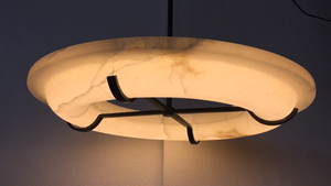 Lámpara de Araña Redonda de Alabastro Personalizada, Lámpara Colgante de Lujo con Textura de Nube Moderna para Espacios Exclusivos - Product Image 3