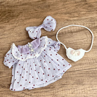 [Uniquement en tissu] Ensemble de robe attrayant en forme de cœur pour poupée en peluche, taille S, ensemble de robe fluorescente en trois pièces en forme de cœur.