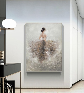 Quadro da parete con cornice bianca, arte astratta 3D con texture, <span class=keywords><strong>dipinto</strong></span> a olio fatto a mano, decorazione per soggiorno, tela con <span class=keywords><strong>ballerina</strong></span>, <span class=keywords><strong>dipinto</strong></span> decorativo. - Product Image 6