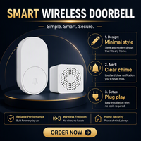Sonnette de porte sans fil intelligente, mini format, à brancher, IP44, résistante aux intempéries, 60 sons, sonnette de porte sans fil longue portée avec indicateur LED