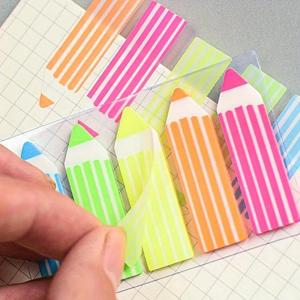 Fluorescent PET Plastic Self-Adhesive Sticky Note <b>Memo</b> <b>Pads</b> Pencil Shape for Easy Organization - Product Image 6